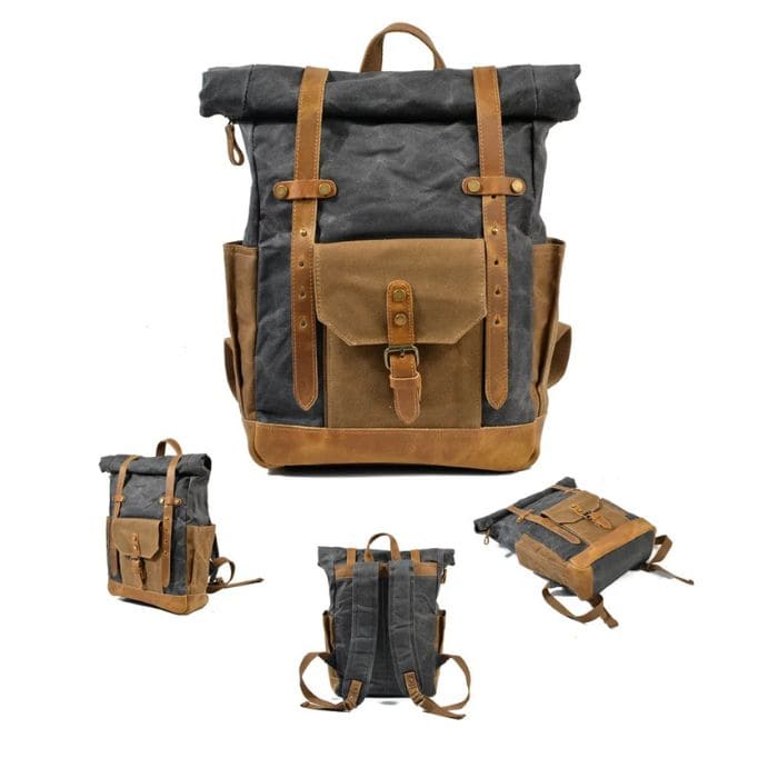 Rucksack Rolltop - Canvas Leder - WALLTON™