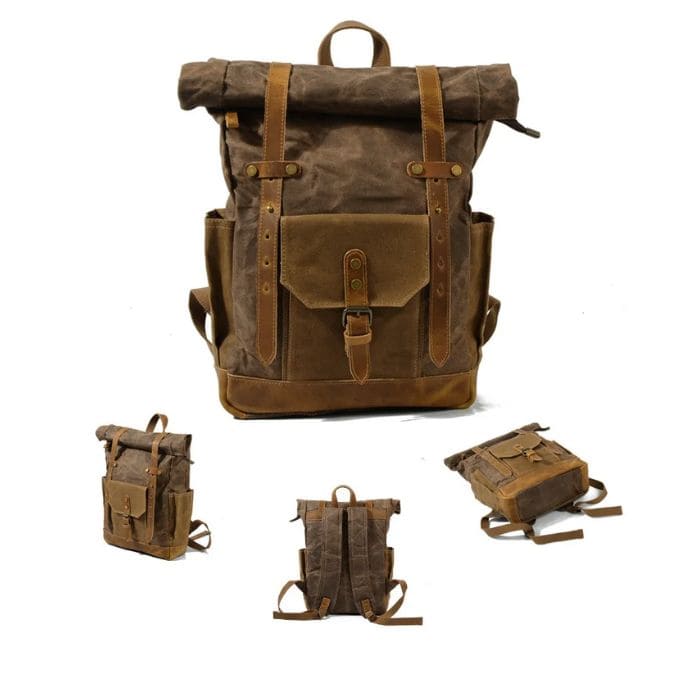 Rucksack Rolltop - Canvas Leder - WALLTON™