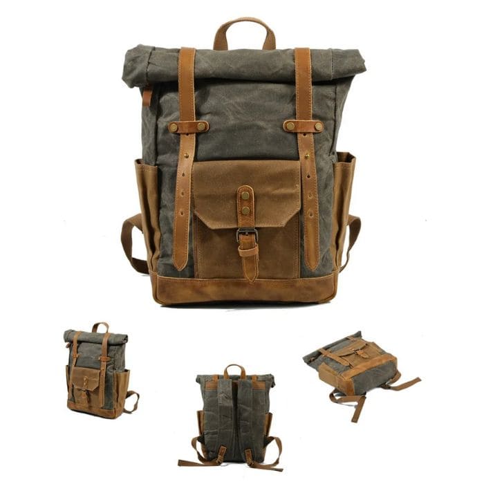 Rucksack Rolltop - Canvas Leder - WALLTON™