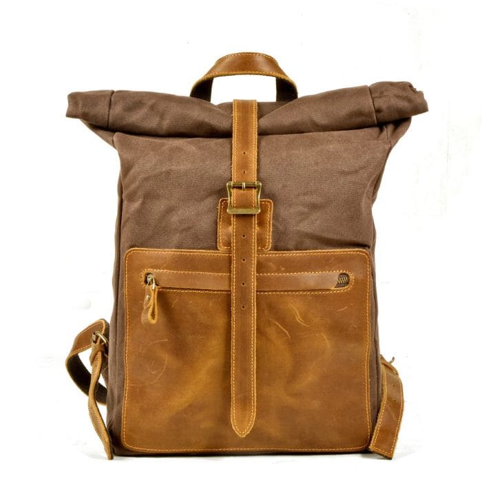 Rolltop Rucksack im Vintage Design  - Canvas & Leder - WALLTON™