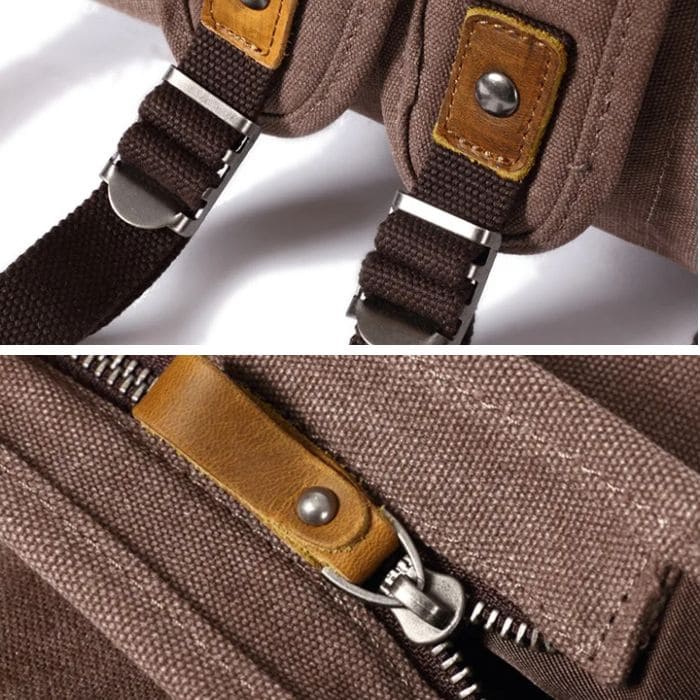 Rolltop Rucksack im Vintage - Canvas & Leder - WALLTON™