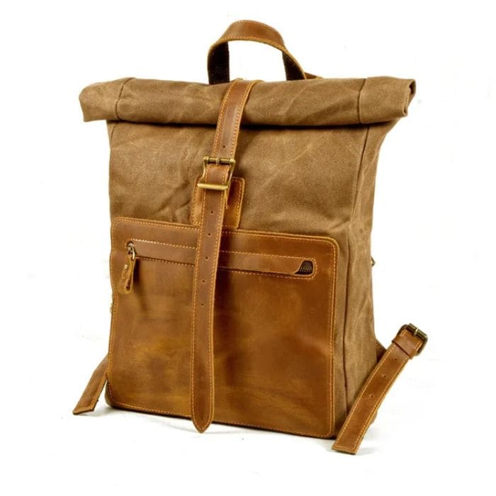 Rolltop Rucksack im Vintage Design  - Canvas & Leder - WALLTON™