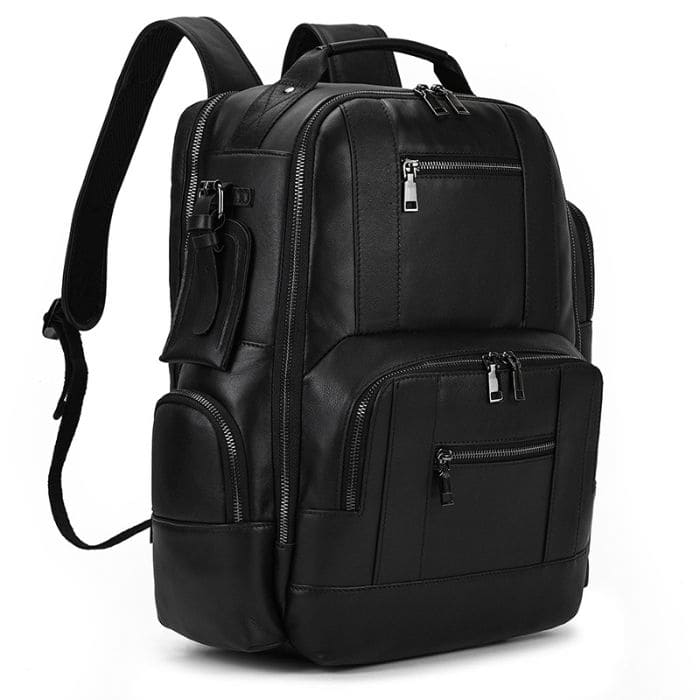 Lederrucksack aus echtem Leder - Rucksack in Schwarz - WALLTON™