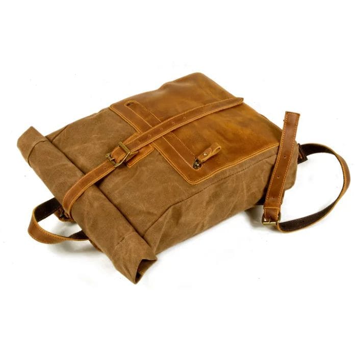 Rolltop Rucksack im Vintage Design  - Canvas & Leder - WALLTON™