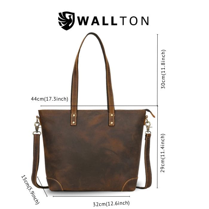 Damen Laptoptasche - Leder Shopper (Nr. 2) - WALLTON™